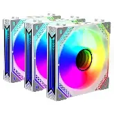 Корпусный вентилятор для ПК 2E GAMING Air Cool ACF120MW-ARGB, 3x120мм, 2000rpm, 4pin PWM +5VARGB, 20.5dBa, белый